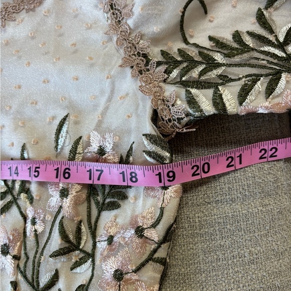Belle Terre Cream Blush Embroidered Tulle Floral Dot Dress Feminine Fairycore XL - Picture 8 of 10